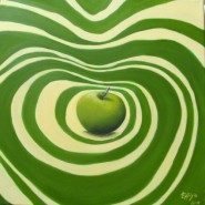 Apfel grün: Öl auf Leinwand 50x50